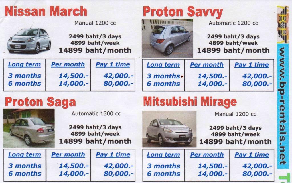 Cheap Cars For Rent Pattaya start from 496 baht/day