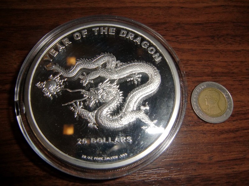 20 oz silvercoin 999, Cook Islands, Lunar, Year of the Dragon 2012