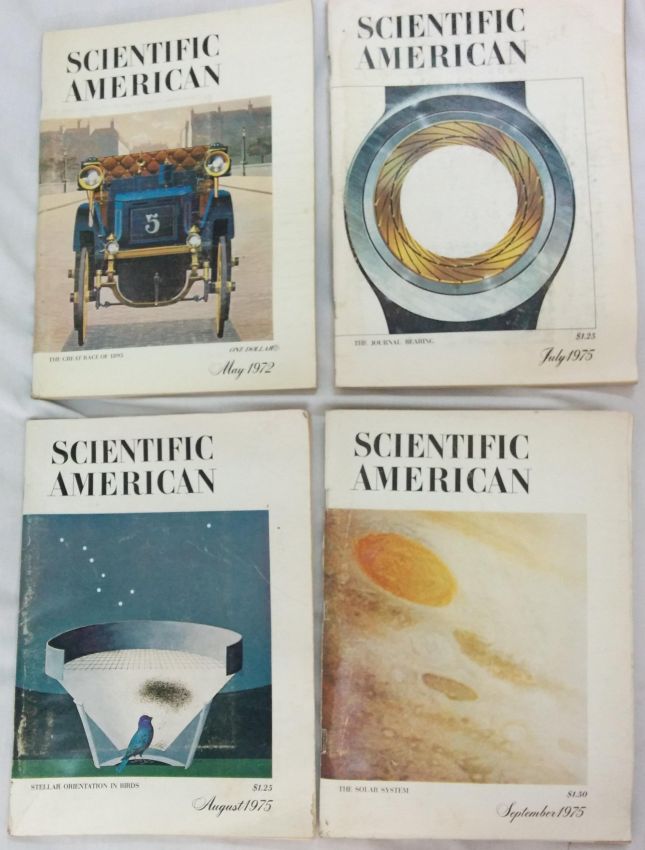 Scientific American Magazine, Lot of 4 issues 1972-1975
