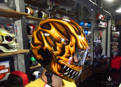 Full face free hand painted airbrush helmets