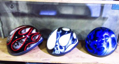 New Airbrush free hand painted Half cap and German helmets 2018-2019