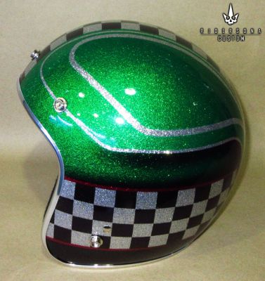 Cafe Racer Jet 3/4 Hand Painted Airbrush Metal Flake Low Fit Helmet