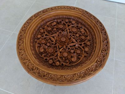 Indonesian Hand Carved Coffee Table with glass plate