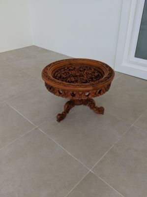 Indonesian Hand Carved Coffee Table with glass plate