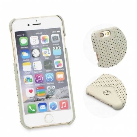 Mercedes-Benz Perforated Grey Leather Hard Case for iPhone 6/6s