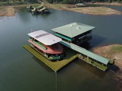 Unique Boathouse Floating 2 Story Residence Sri Nakarin Lake 