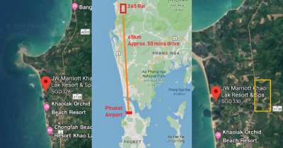 Khao Lak - 245 Rai Flat Land with Main Road Frontage - 750,000 / Rai