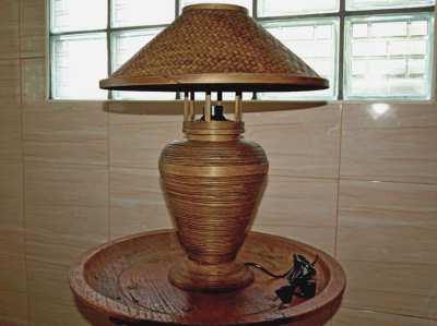 Hand Made Thai Table Lamp In Bamboo.