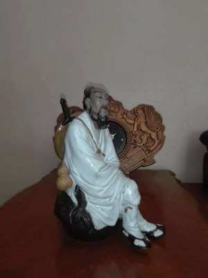 SOLD!!! Black Clay Relaxed Man Sculpture 