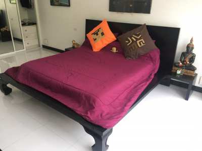 Balinese King size teak wood bed and drawer set