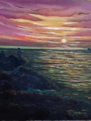 SOLD!!! Sunrise On Sea Oil On Canvas