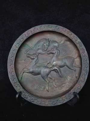 SOLD!!! Vintage Brass Running Horses Plate