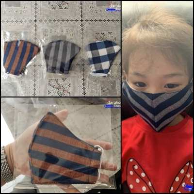 Selling Indigo cloth mask woven from pure cotton for children, beautiful pattern