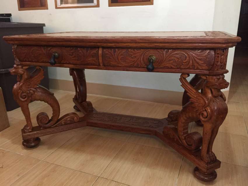 JW Horner Winged Griffin Antique Partners Desk (made around year 1880)