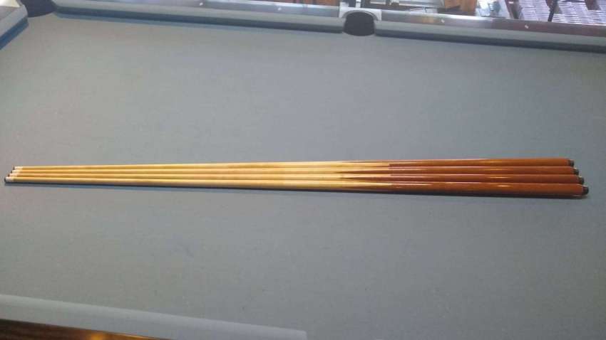 SET OF 4 WOODEN POOL HOUSE CUES FOR YOUR POOL TABLE