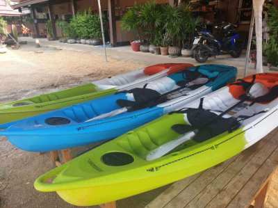 3 Brand New Feel Free Roamer 2 two seater Kayaks with paddle oars.