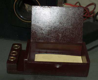 Thai Hand Craft Note pad & Pen Holder Wood Box Silver/Elephant Design