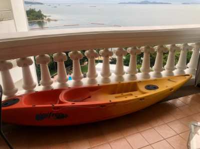 Kayak with 2 hp Yamaha outboard 