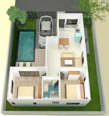 ขายบ้านใหม่ พร้อมสระว่ายน้ำ พื้นที่อาศัย  68 - 133 ตารางเมตร 2  ห้องนอ