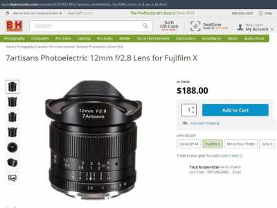 7Artisans 12mm f2.8 Ultra Wide-Angle Lens for Fuji X-Mount Mirrorless 