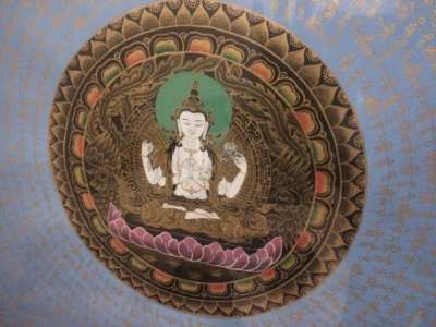Nepalese Thangka 1m x 1m Buddha of Compassion, Framed