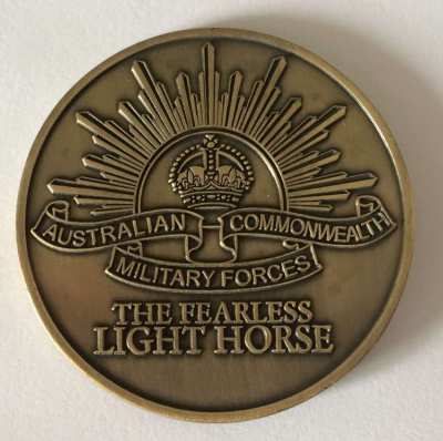 Australian Light Horse Medallion  - Size: 60mm x 3mm - 