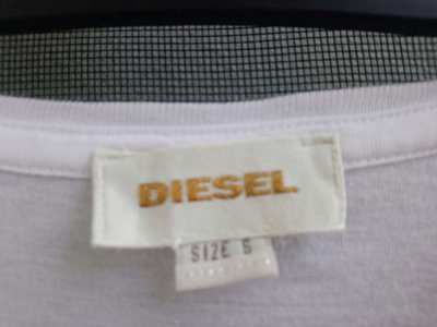 Diesel White Wide Neck Tee, Grey Sequin Print, Size S