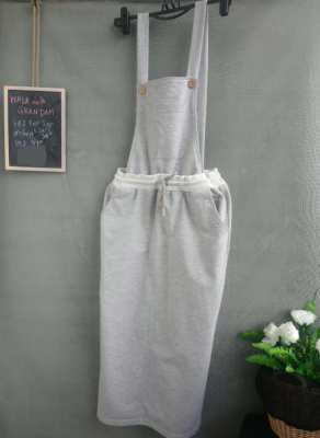 Grey Cotton Bib Skirt, Brand: Walk With Grandam (BKK)