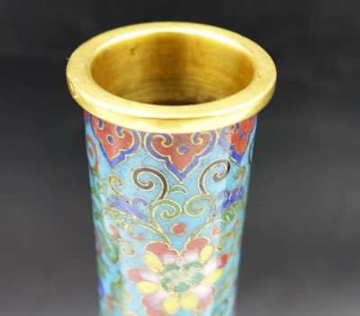 Chinese Superb Lotus Vases Cloisonne Enamel & Gilt Ormolu Bronze