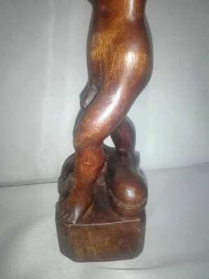 Vintage Wooden Carved Man With Head