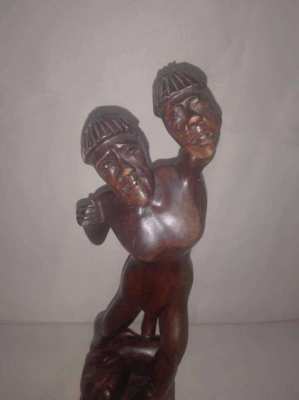 Vintage Wooden Carved Man With Head