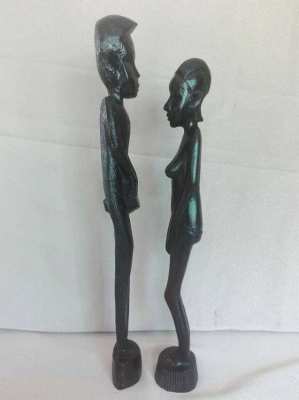 Vintage Somali Wooden Carved Man With Woman