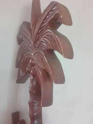 Vintage Wooden Carved Woman With Palm
