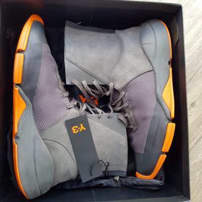 Y-3 Yohji Yamamoto 'Future Zip High' Sneakers Gray Orange Mens 11.5 