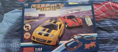 Car racing game and train set 