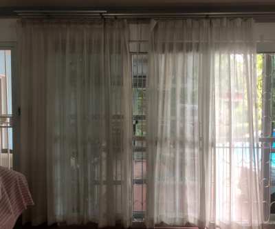 White curtains , white drapes 2 pieces  Ca. 2,25 m Long  x 1,45 m wide
