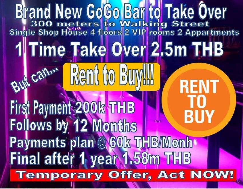 Pattaya City Brand New GoGo Bar Rent to Buy 