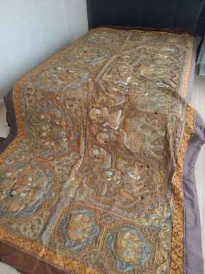 Burmese handwoven cloth 350 x 200 Life of Buddha 