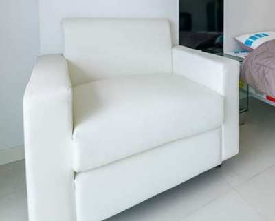 White faux PVC leather chair for sale