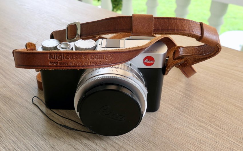 New Tan Leather Adjustable Camera Strap by Luigi of Italy