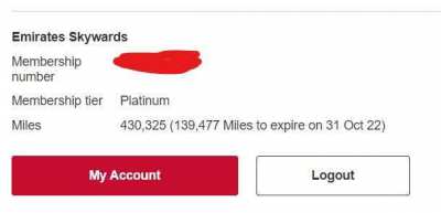 EMIRATES SKYWARD MILES ACCOUNT FOR SALE