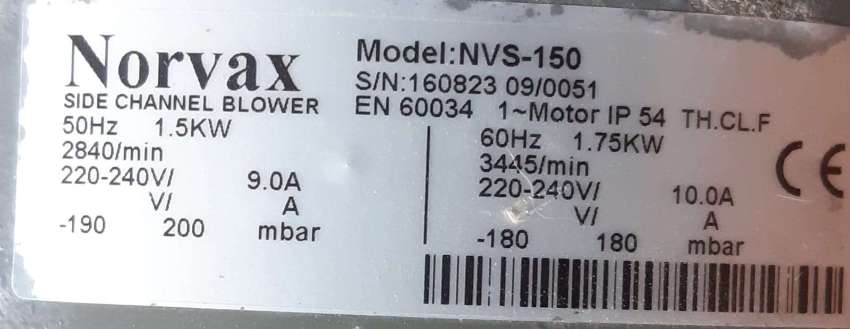 ปั๊มลม NORVAX RING BLOWER 2 HP, 1.75KW