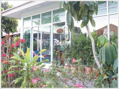 House for sale with coffee shop, food shop, next to the road .Don Kaew