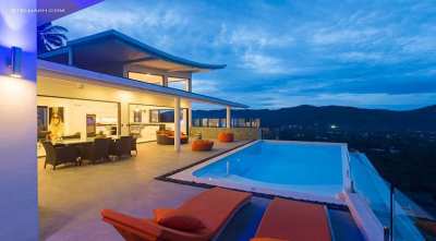 For sale sea view pool villa in Lamai + 2 plots + new car