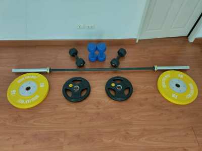 Treadmill, Olympic/Crossfit Bar, Barbell, Dumbell Sets 