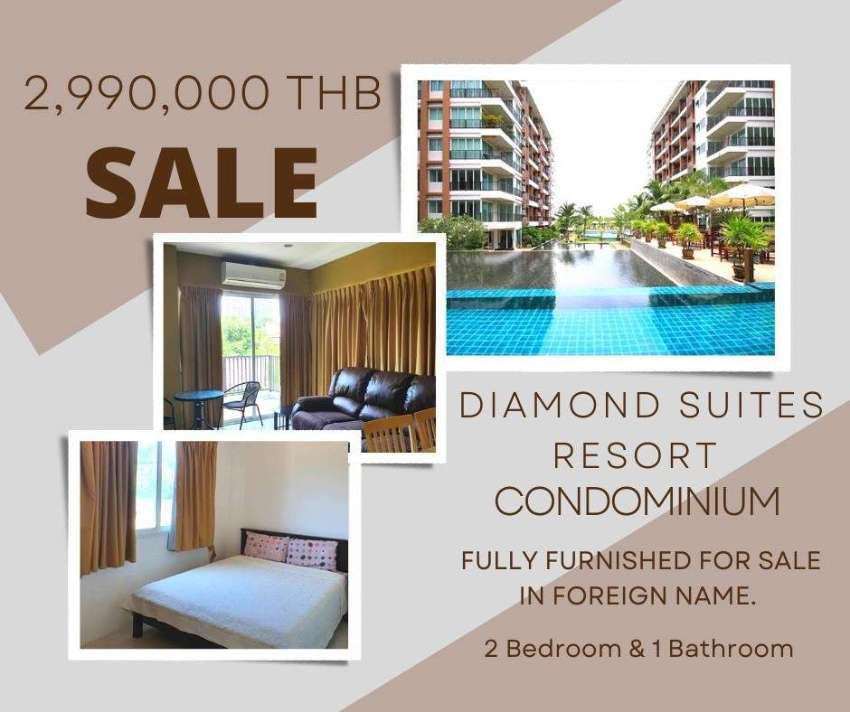 AFFORDABLE 2 Bedroom @ Diamond Suites Resort.  ONLY 2,990,000 THB. 