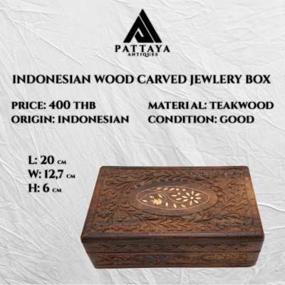 Indonesian Wood Carved Jewelry Box 