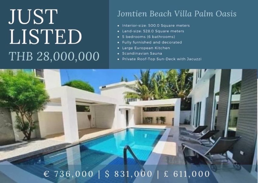 The Elegant Villa! Jomtien Beach Villa Palm Oasis 