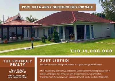 Absolutely lovely pool villa and 2 guesthouses for sale at Mabprachan 