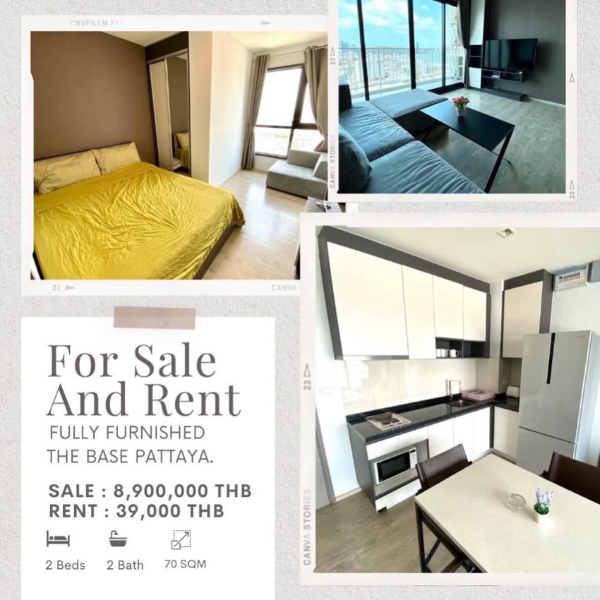 2 Bed & 2 Bath Condo For Sale and Rent in The Base Pattaya.